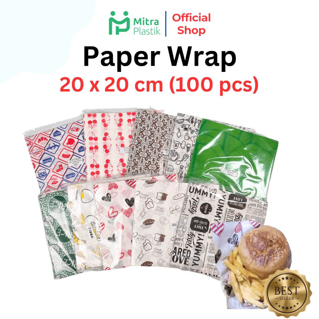 Jual Kertas Nasi Motif 20x20 cm Paper Wrap 100 pcs Printing Laminasi ...