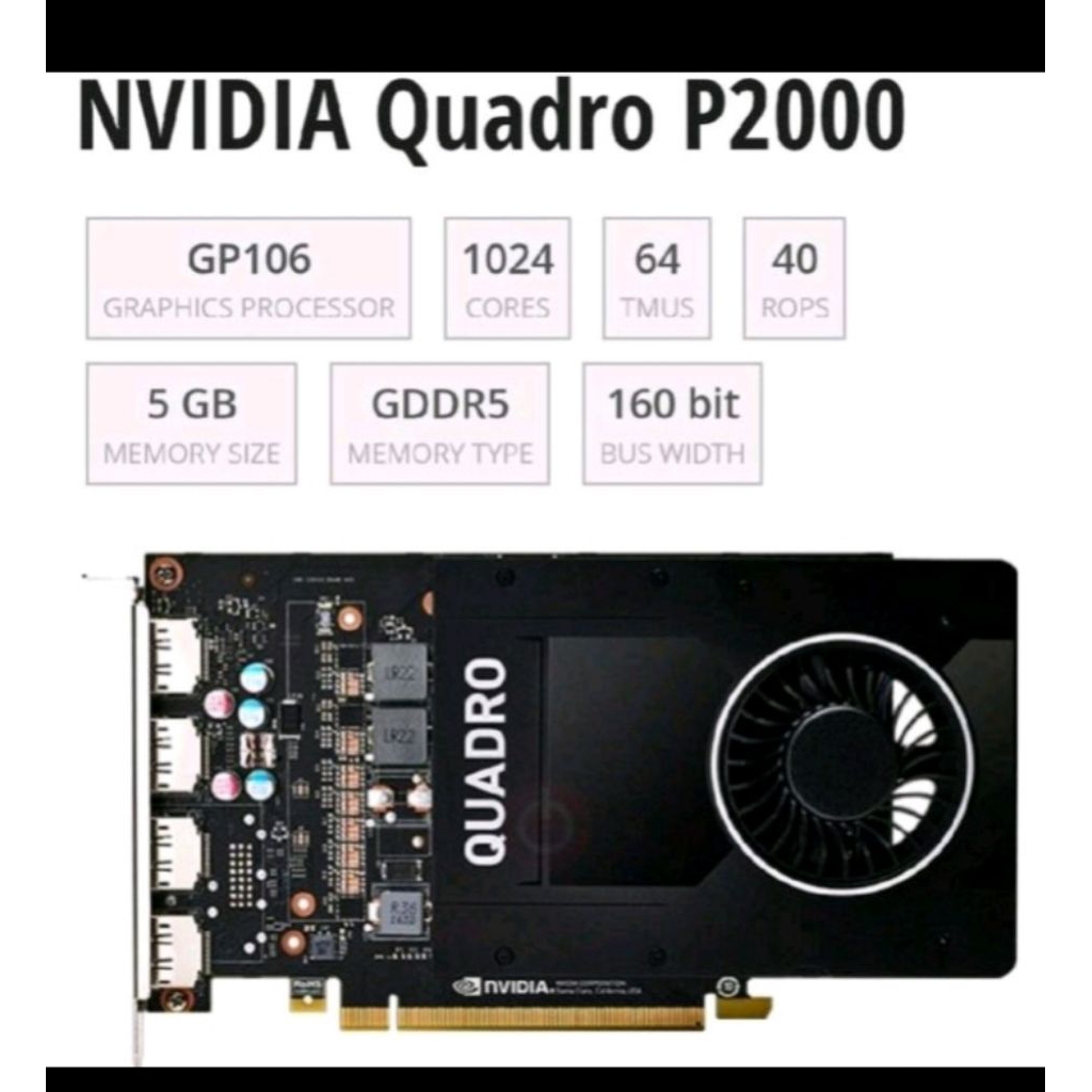 Jual NVIDIA Quadro P2000 Grafis Processor 1024 Cores 64 TMUS 5GB GDDR5 ...