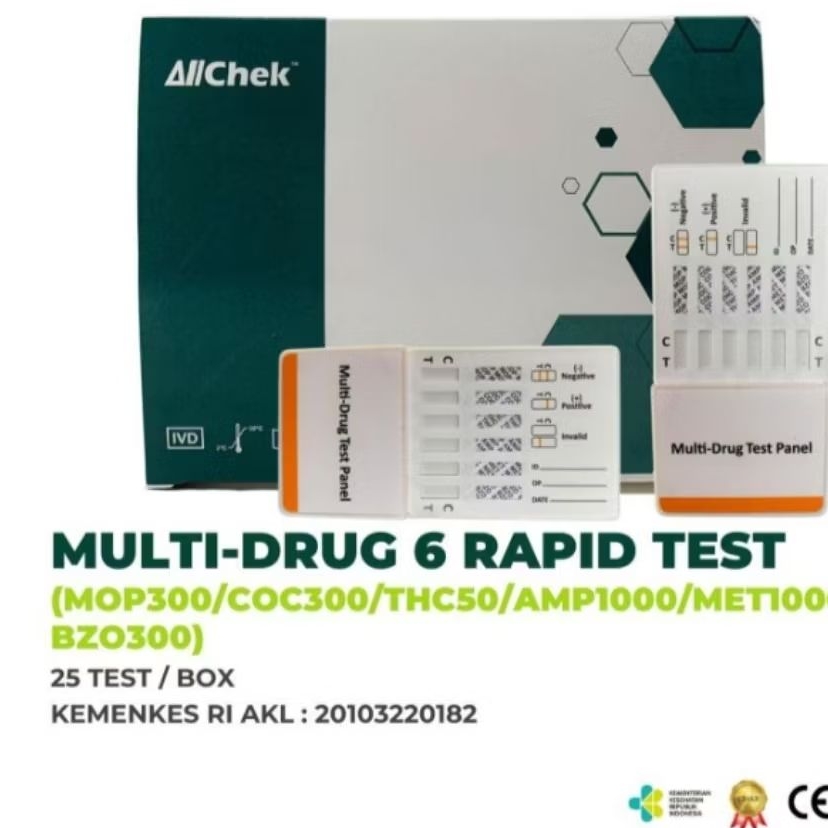 Jual DRUGS TEST MULTI 6 PARAMETER MERK ALLCHEK 1BOX ISI 25PCS | Shopee ...