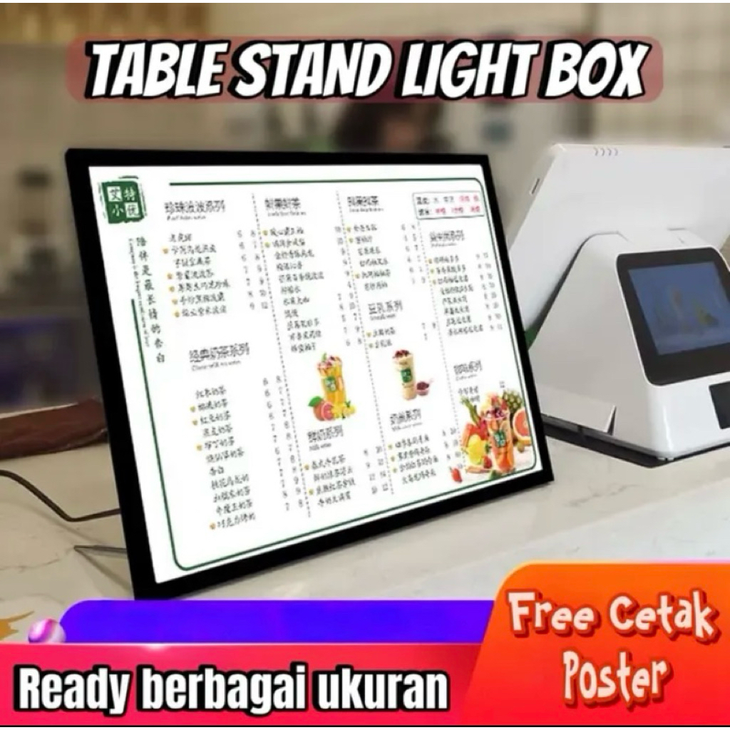 Jual Display Papan Menu Ukuran A3 Slim LED Board Stand Light Sign Lampu ...