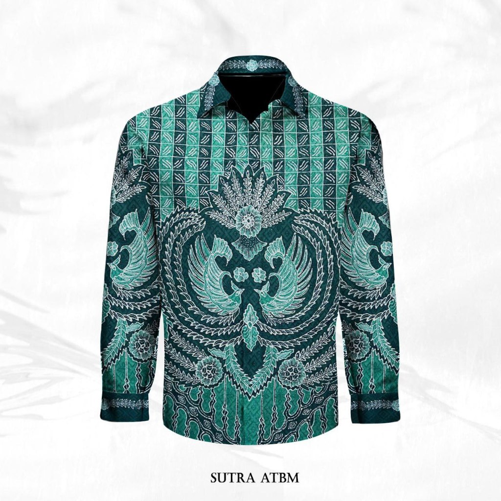 Kain sutra atbm Batik Tulis Pola kemeja pria /wanita lengan panjang batik  tulis halus bertekstur tenun atbm _Ms0876