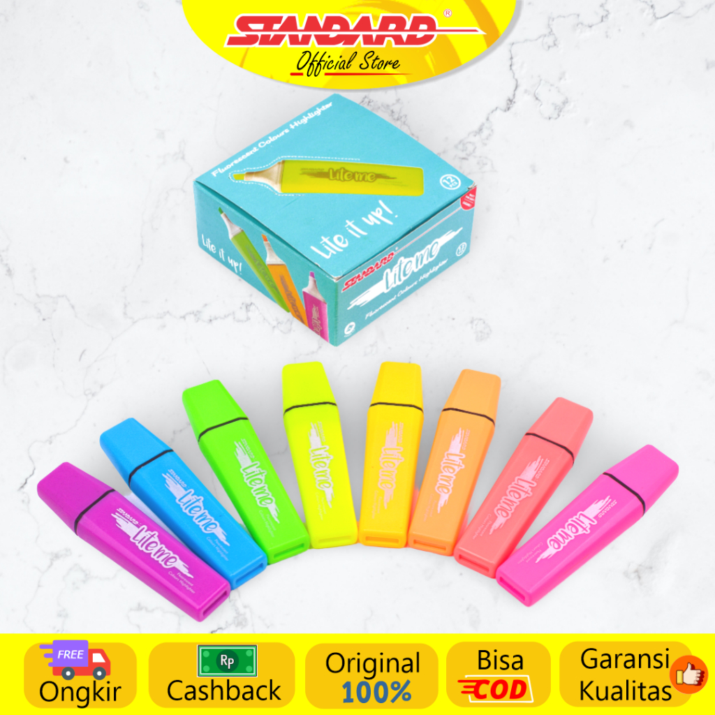 Standard - Lite Me Square  Neon ( Highlighter / Text Marker / Penanda Warna ) (2)