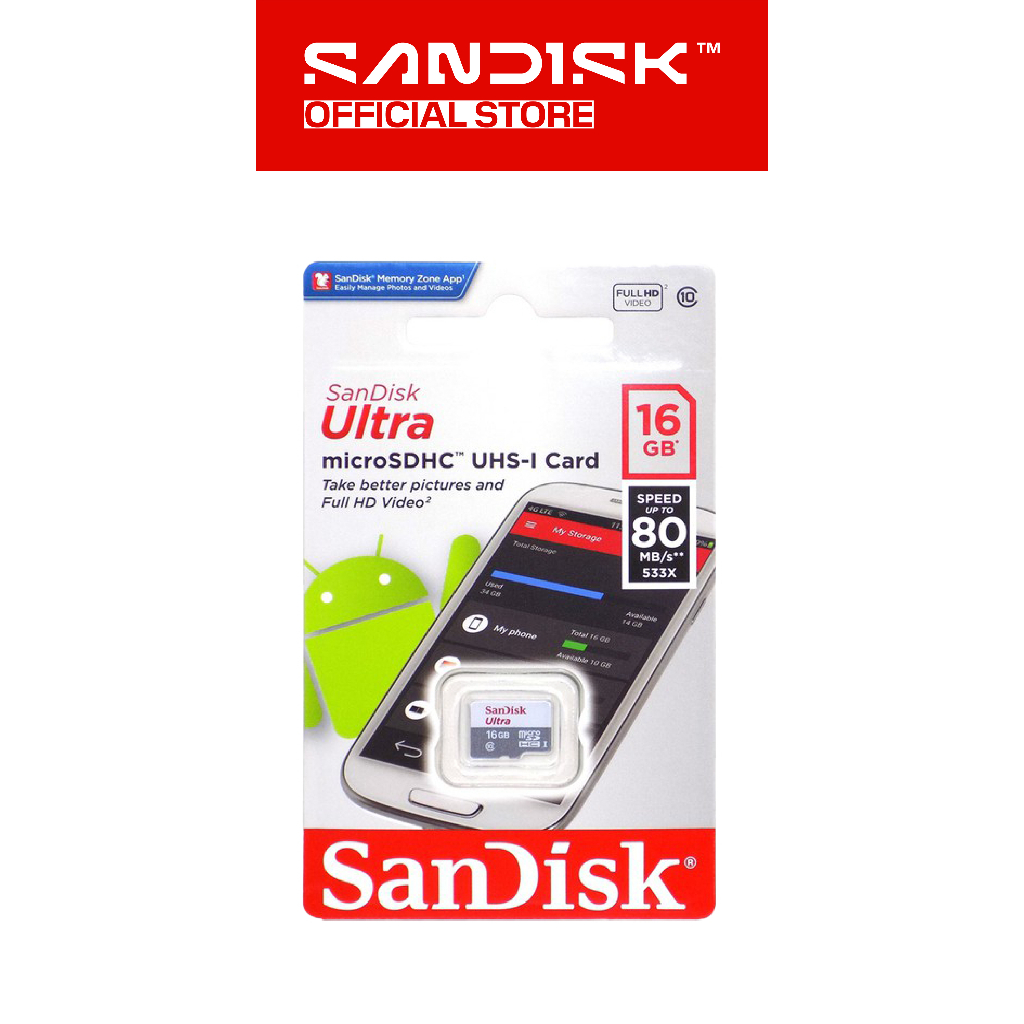 SANDISK microSDHC Ultra Card 16GB Class 10 UHS-I (Up to 80MB/s) - QUNS (3)