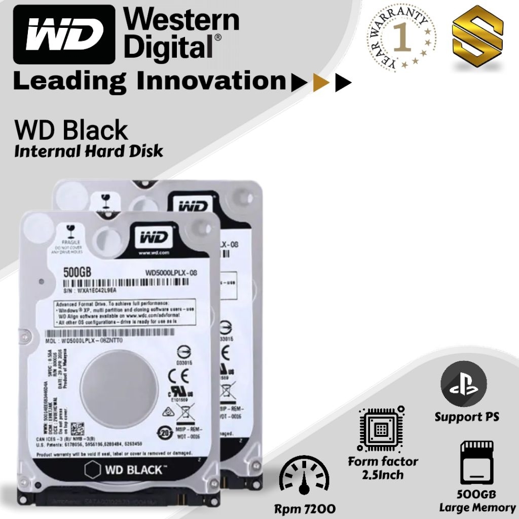 Jual Hardisk 500GB WD BLACK Rpm 7200 Internal Slim 2.5 Sata HDD Laptop ...
