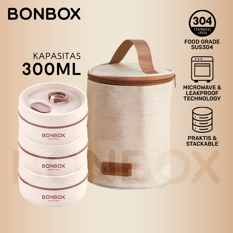 Jual BONBOX SET Lunch Box Stainless Steel 304 300ml - Pilihan Kotak ...