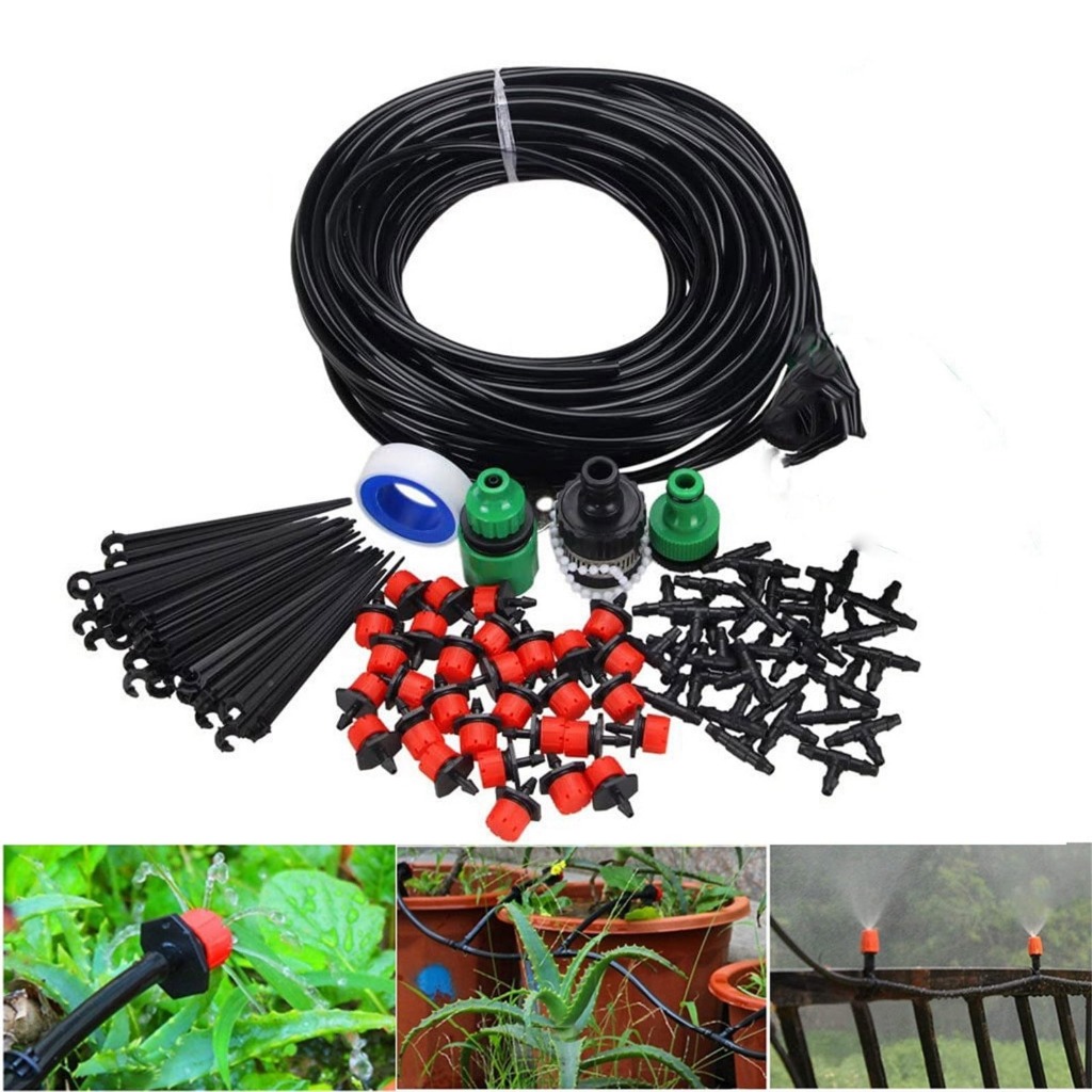 Set Peralatan Irigasi Air Taman Sistem Irigasi Tetes Mikro Otomatis DIY Pengatur Penyiraman Tanaman
