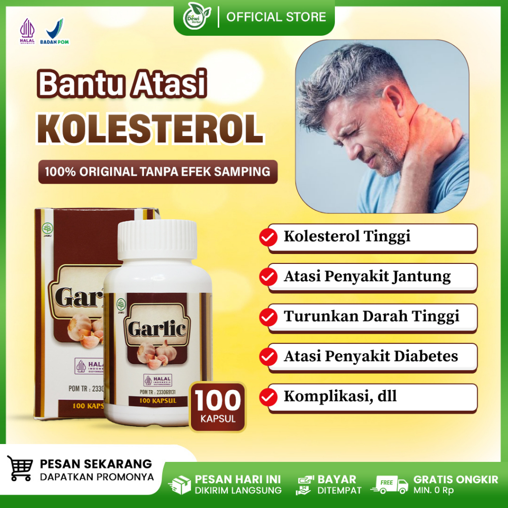 Garlic Obat Kolesterol Tinggi Darah Tinggi Nyeri Dada Jantung Diabetes Komplikasi 100% Bawang Putih