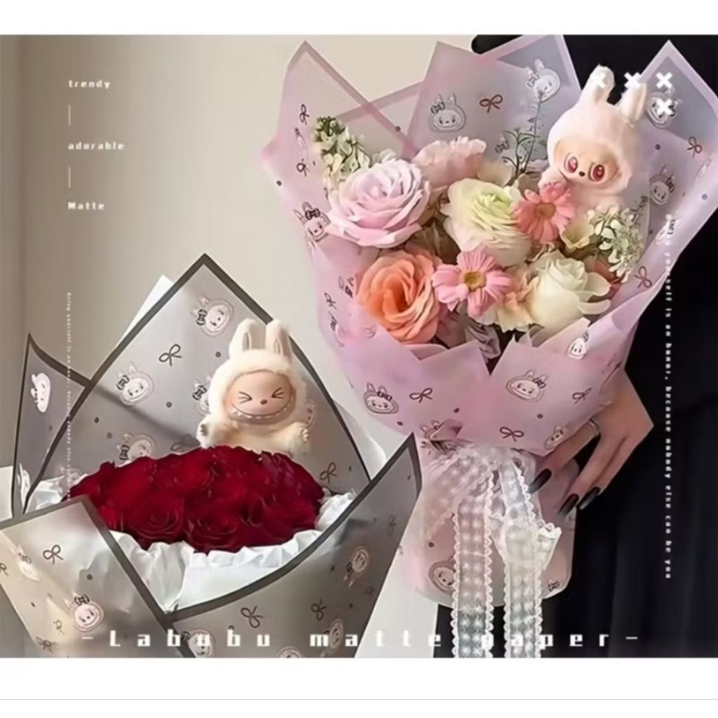 Jual (5lembar)Flower wrapping labubu/kertas buket labubu | Shopee Indonesia
