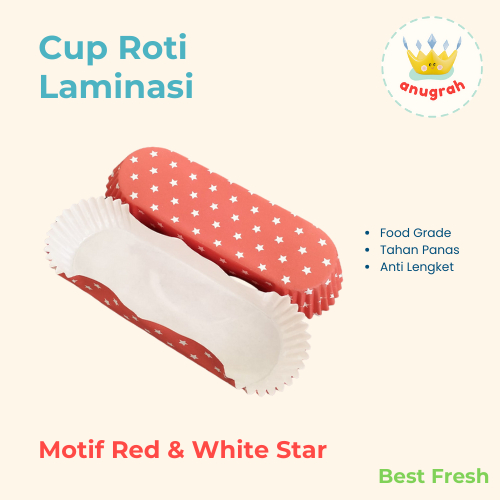 Jual Cup Roti Laminasi Oval Red & White Dot Isi 100 Pcs / 200 Pcs ...