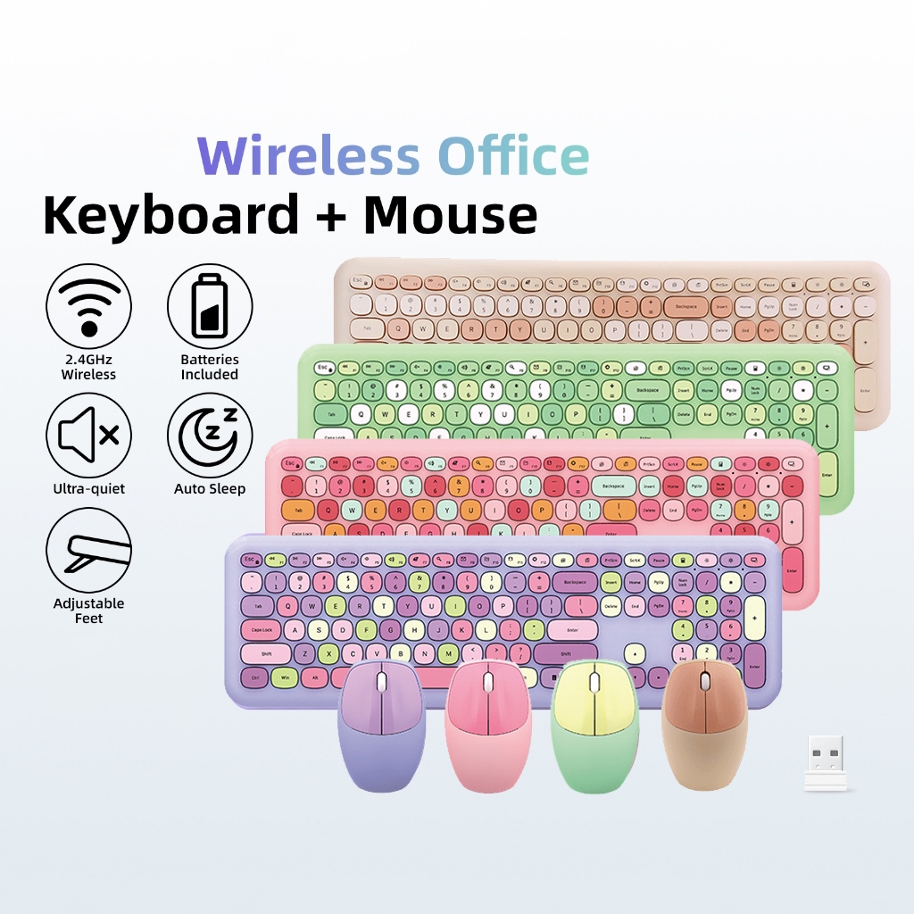 Jual Keyboard Mouse Wireless Set Silent Click Gaming & Office 110 Keys ...