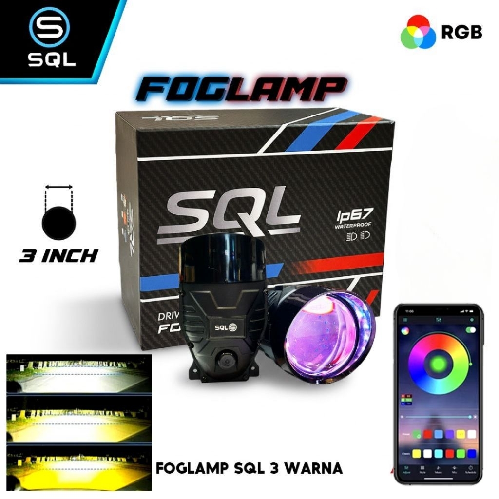 Jual Foglamp Biled 3.0 Inch SQL 3 Warna Plus Demon RGB Matrix | Shopee ...