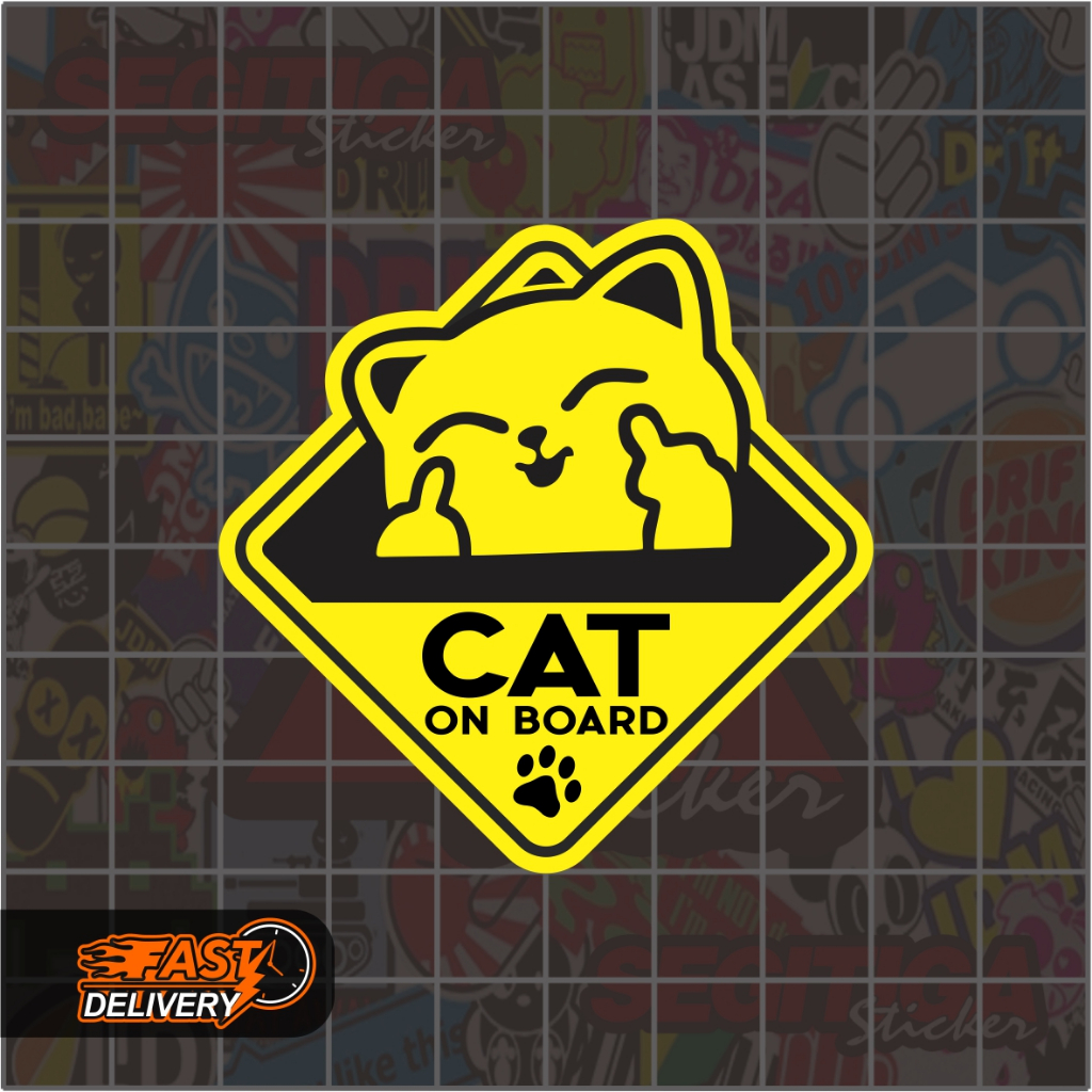 Jual Sticker Cat On Board Sign Ukuran 6 x 6 Cm | Shopee Indonesia