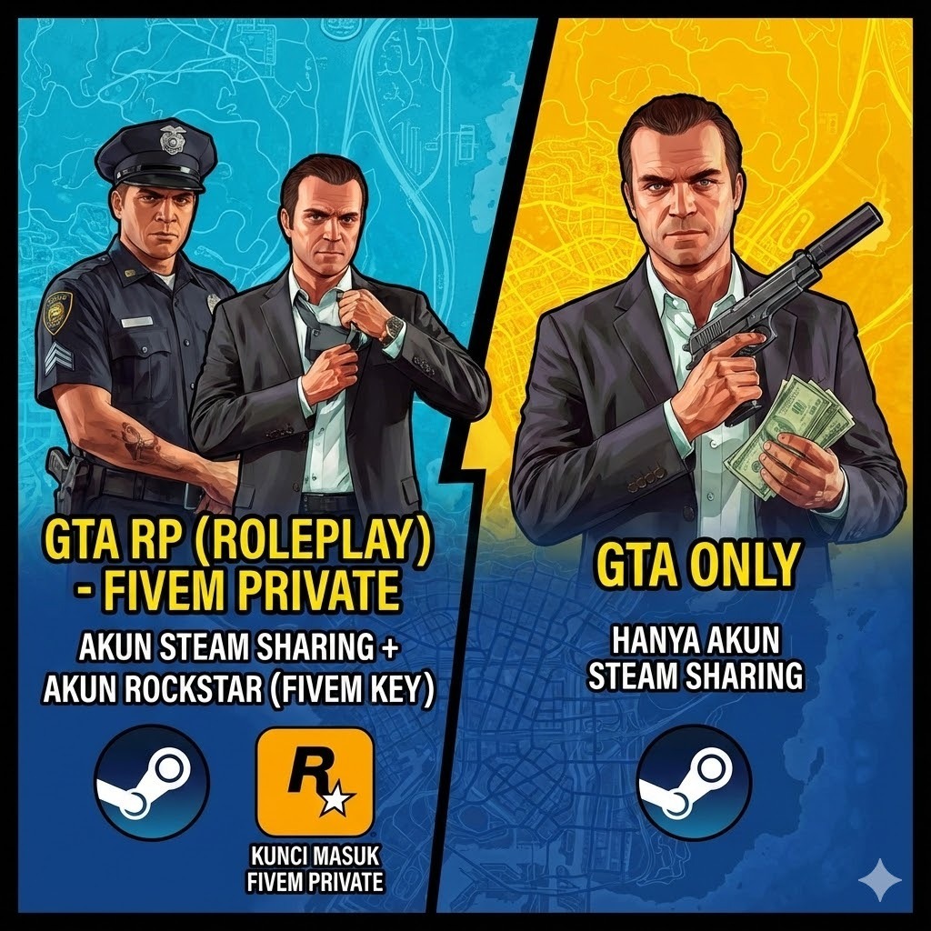 Jual [BONUS GAME RANDOM] GTA V STEAM (BISA ROLEPLAY) / GRAND THEFT AUTO ...