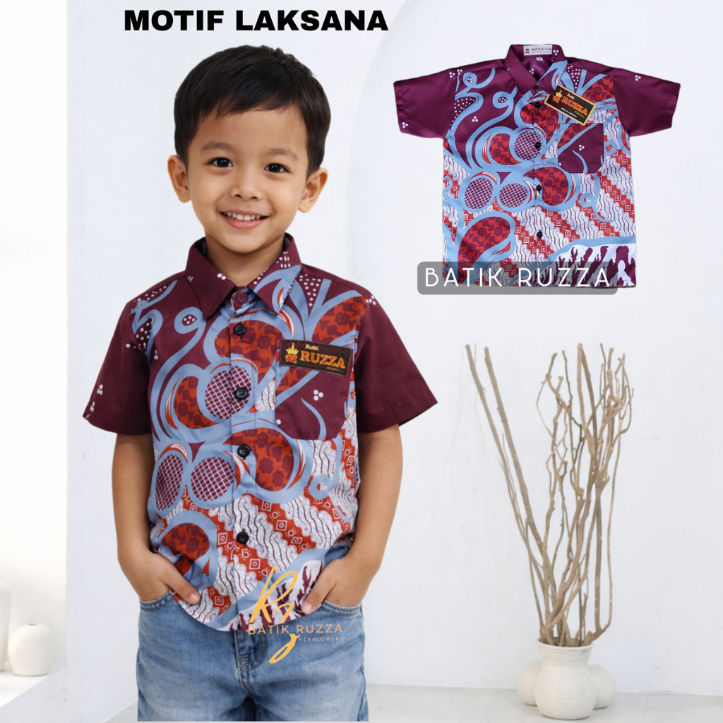 Jual RUZZA Batik Anak Laki-laki Ukuran 0-14 Tahun Motif Modern Hitam ...