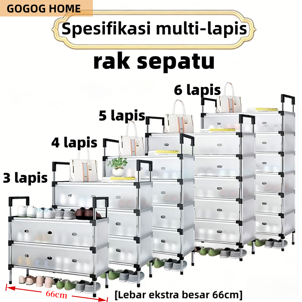 Jual [with cover] Rak Sepatu Anti Debu 3/4/5/6 lapis/ Rak sepatu ...