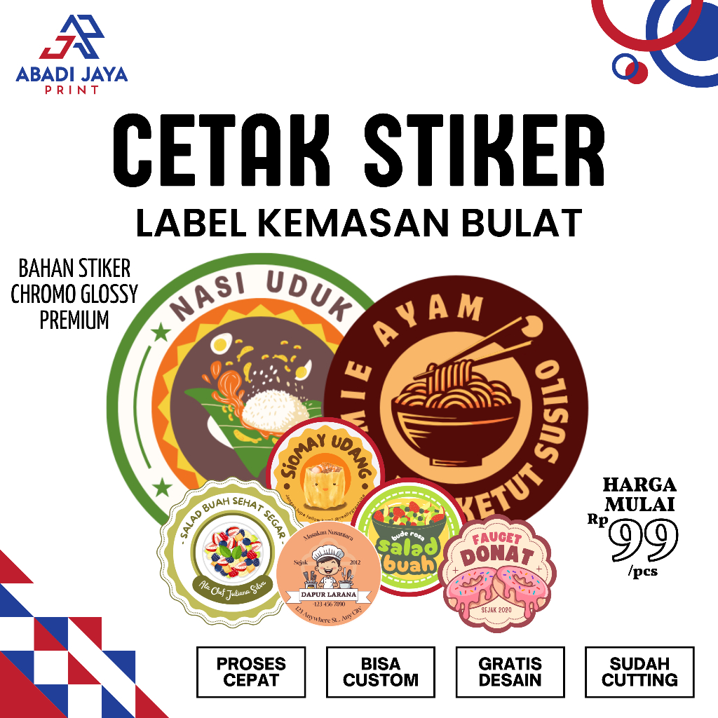 Jual Cetak Sticker Label Bulat Stiker Label Makanan Print Stiker Label ...