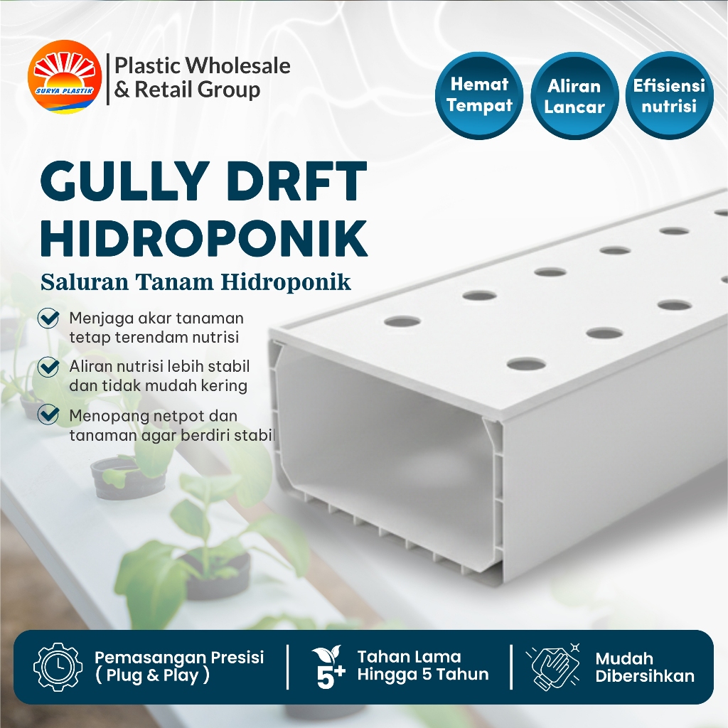 Gully DFT Hidroponik Trapesium Putih - Talang PVC Tebal UV Protector Untuk Pertanian Modern