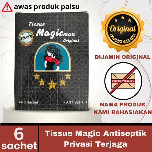 Jual PASTI ORI! Tisu Magicman Hitam Antiseptic 6 Sachet - Tissue Magic ...