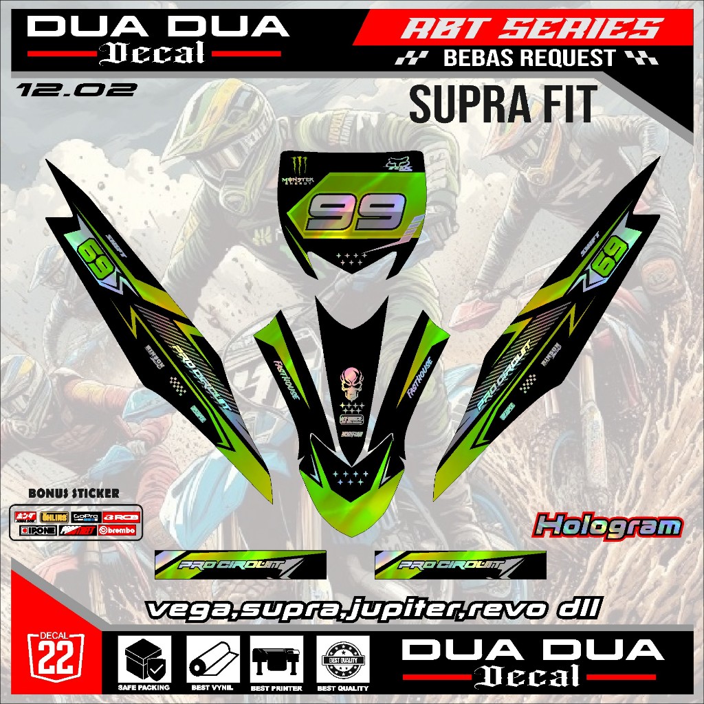 Jual (COD) Sticker Striping SUPRA FIT HOLOGRAM MOTOR RBT BEBEK MODIF ...