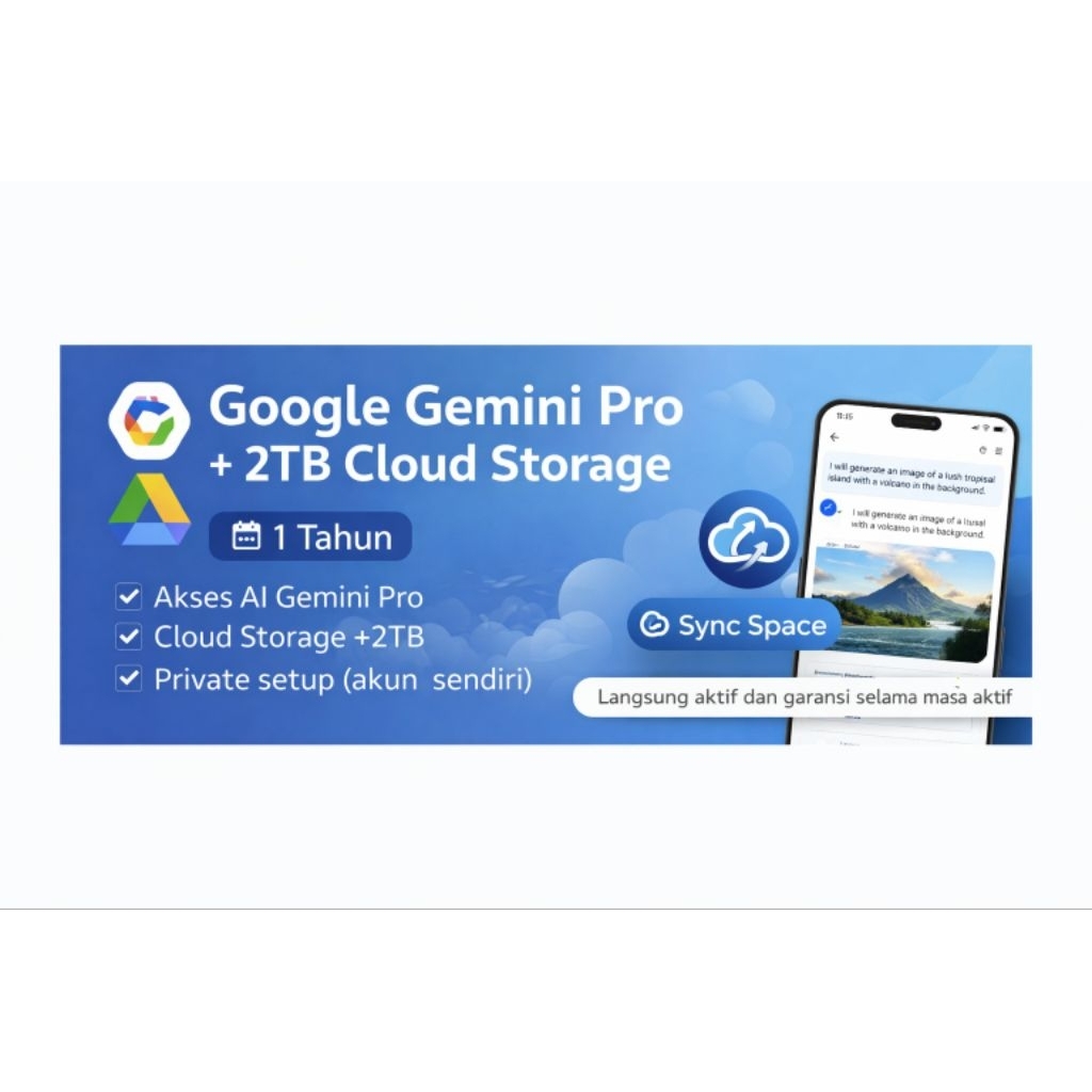 Jual Gemini Pro AI 2TB 1 Tahun Support Antigravity | Shopee Indonesia