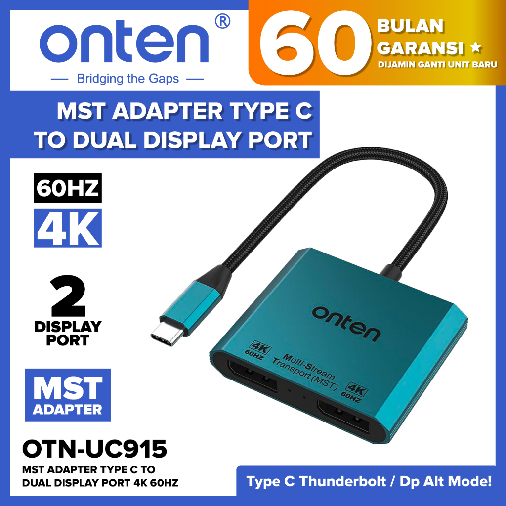 Jual Onten Adapter Dual Monitor MST DP Display Port 4K 60Hz To Type C ...