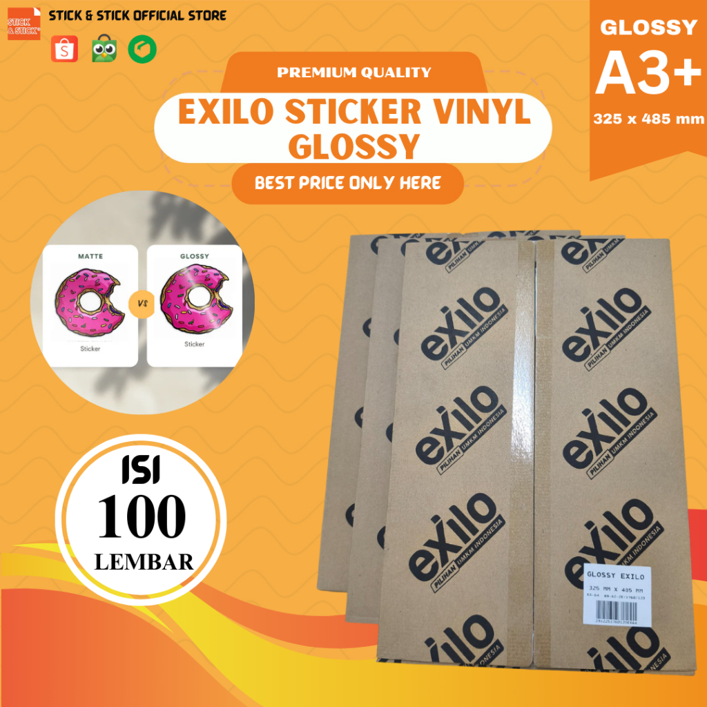 Jual Exilo Sticker Vinyl Digital Print A3+ Stiker Laser White Gloss ...