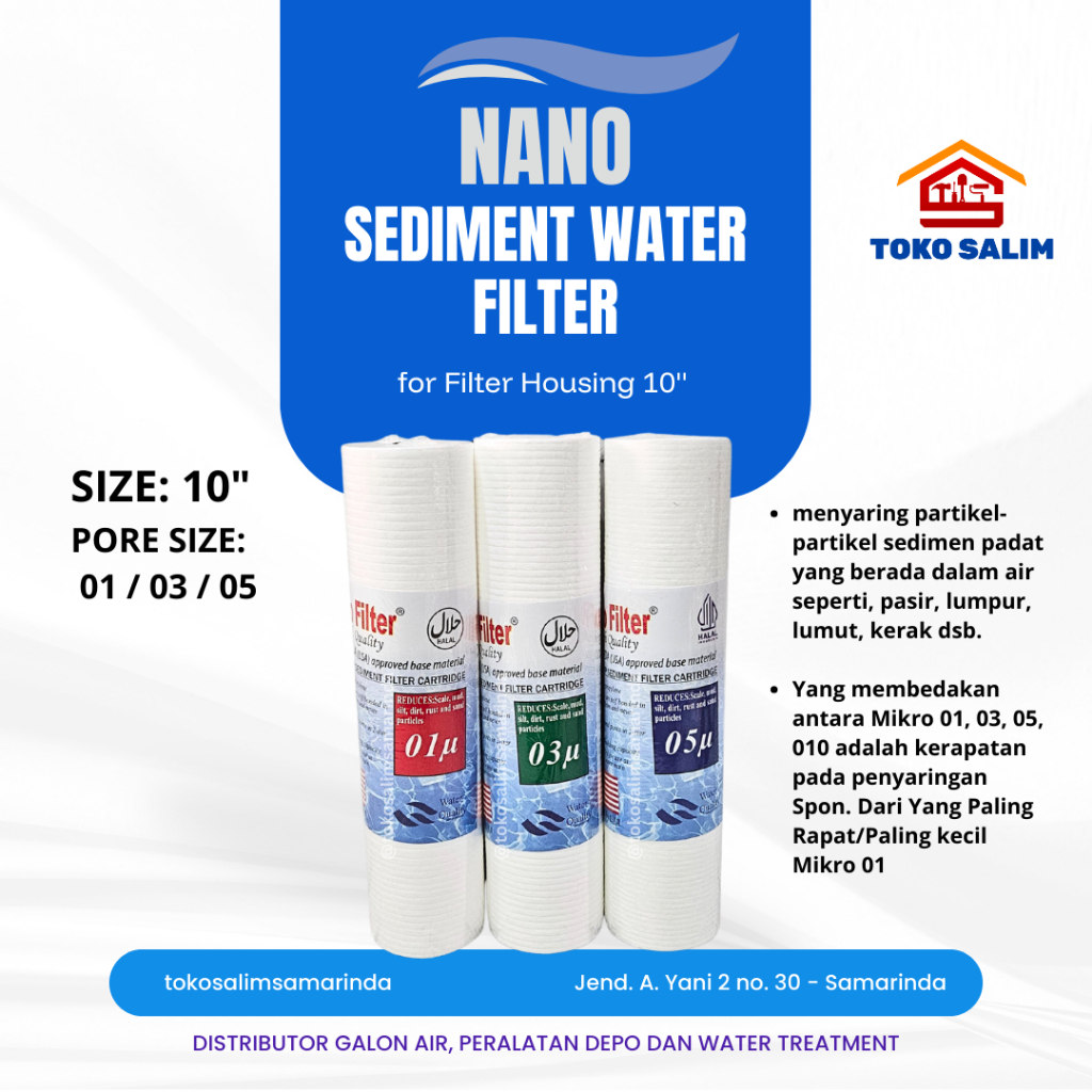 Jual NANO FILTER Cartridge Filter Sedimen 10 Inch - Menyaring Partikel ...