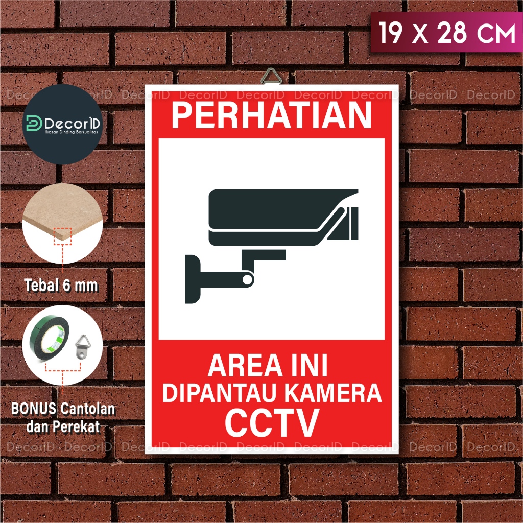 Jual Poster Papan Tanda Simbol Perhatian Area Ini Di Pantau CCTV Wall ...