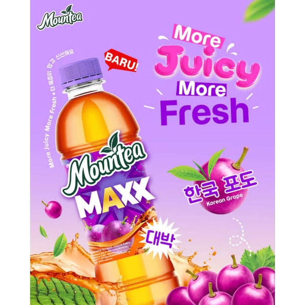Jual Mountea Maxx Korean Grape 340ml (Minuman Teh Rasa Anggur) | Shopee ...