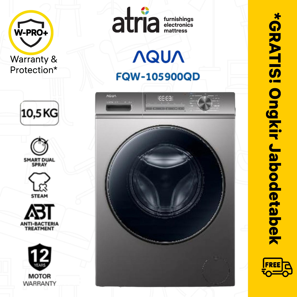 Jual Washing Machines AQUA kaps 10,5kg FQW-105900QD garansi resmi aqua ...