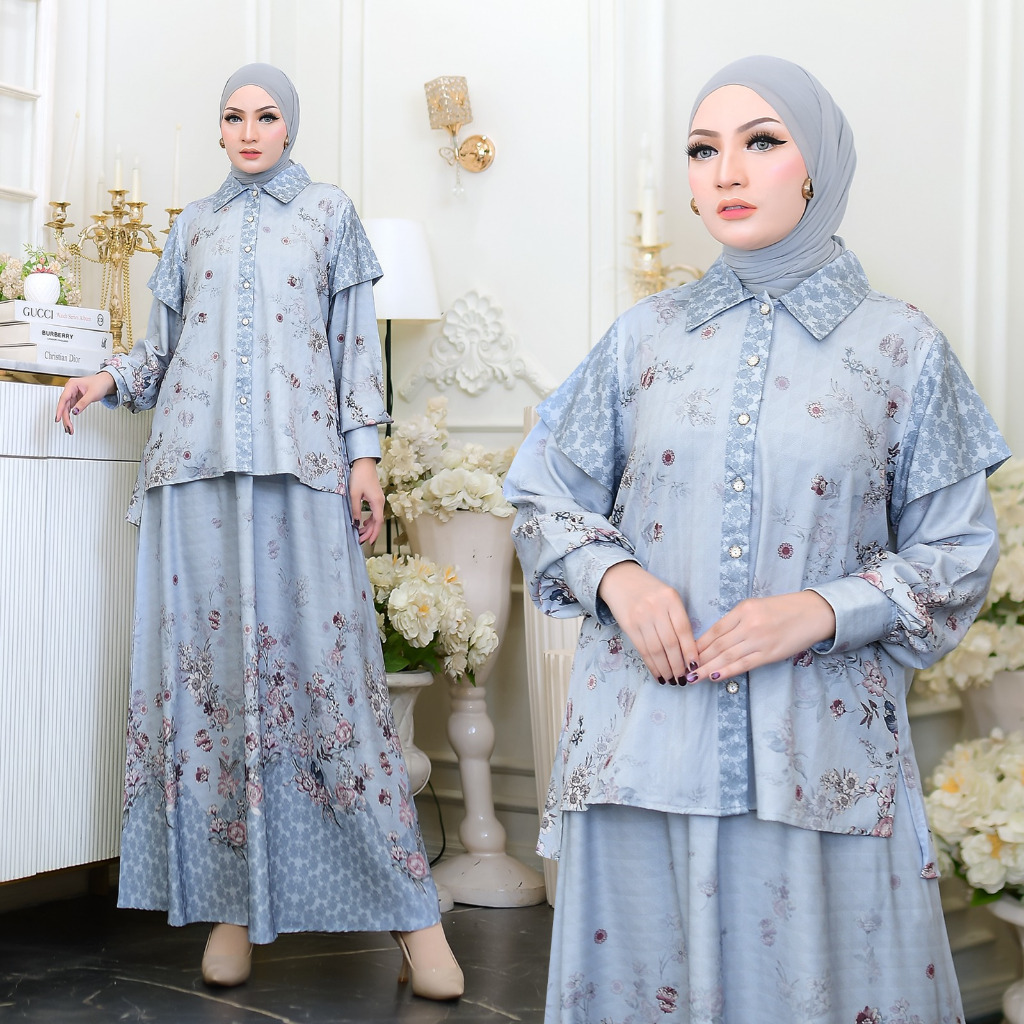 Jual Yasmin Set Rok Lebaran One Set Setelan Wanita Muslim 833 - Bahan ...