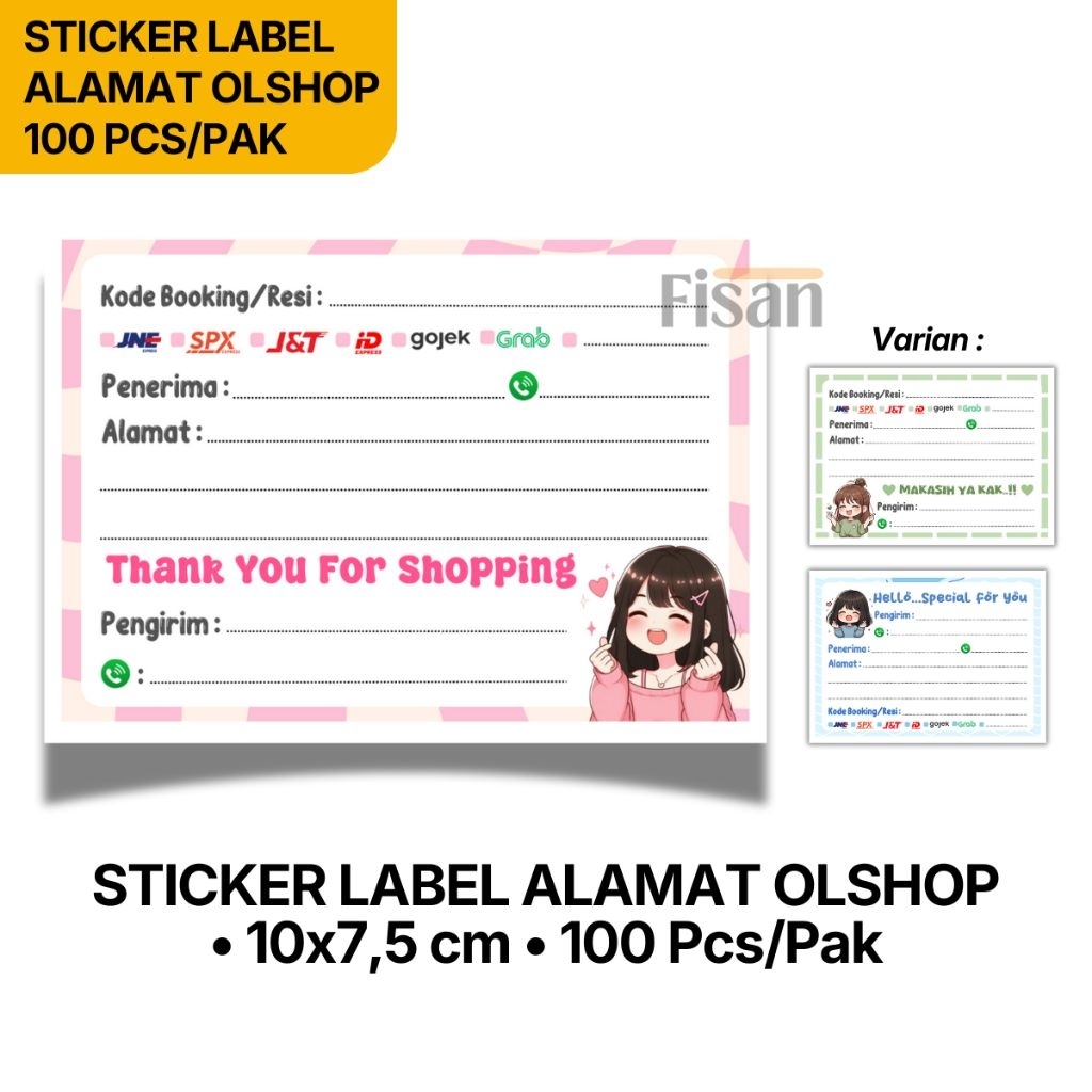Jual Sticker Stiker Label Alamat Olshop – Isi 100 Lembar | Label ...