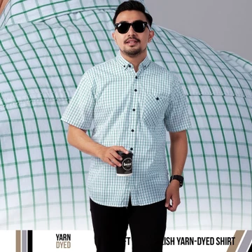 DGM Fashion Kemeja Pendek Kemeja Pria Yarndyed Pendek Kotak Yarn Dyed 048 B