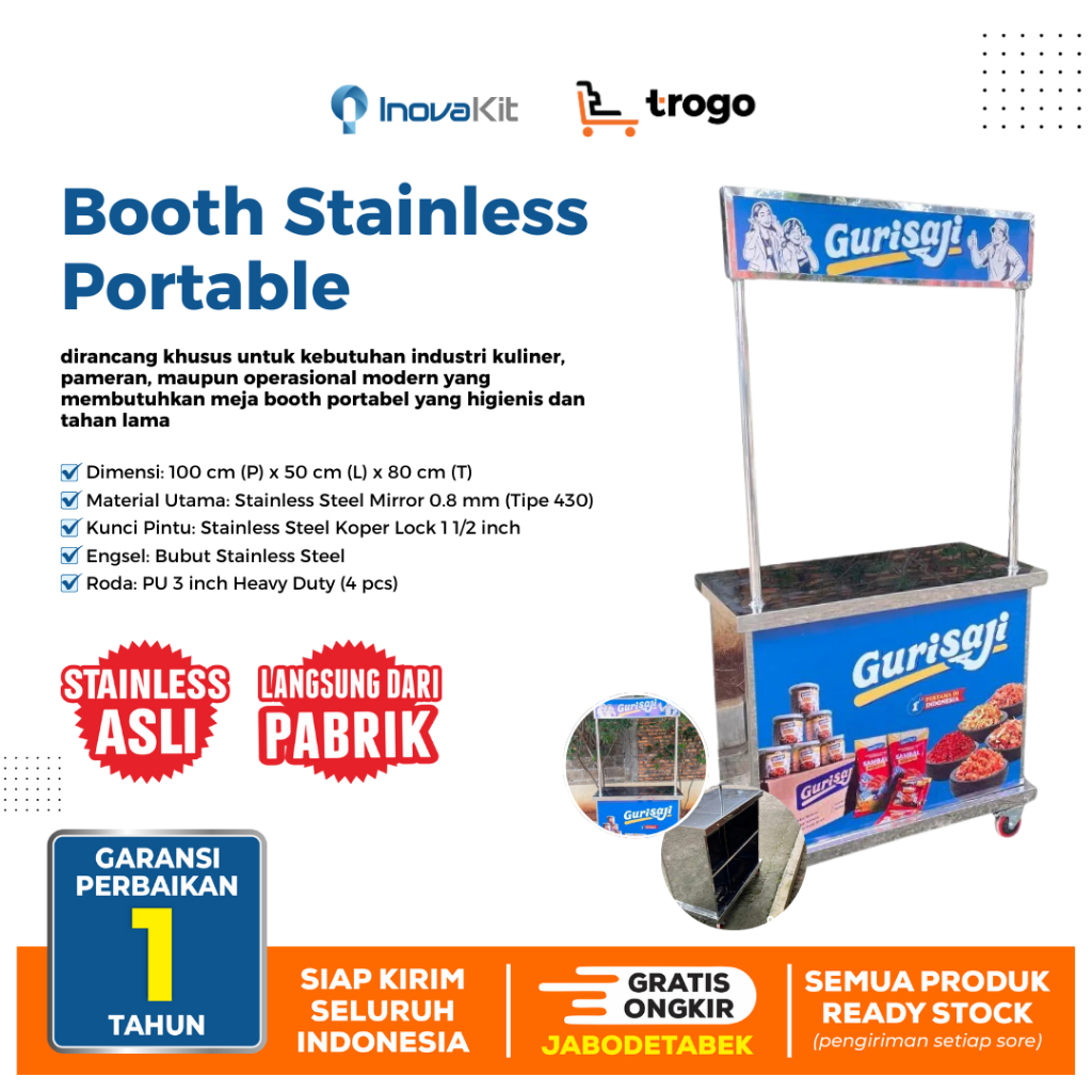 Jual Booth Stainless Portable / tempat jualan lipat minimalis / gerobak ...