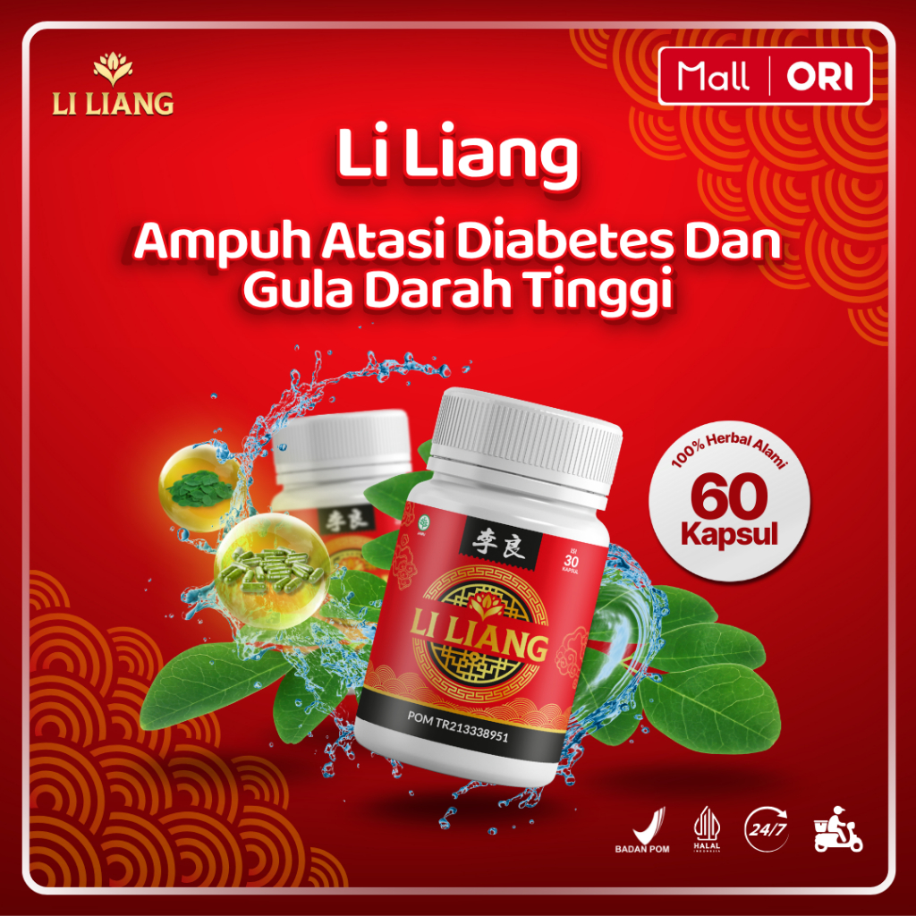 LI LIANG - Obat Cina Membantu Atasi Diabetes Gula Darah Tinggi Kencing Manis 1 Botol Isi 60 Kapsul