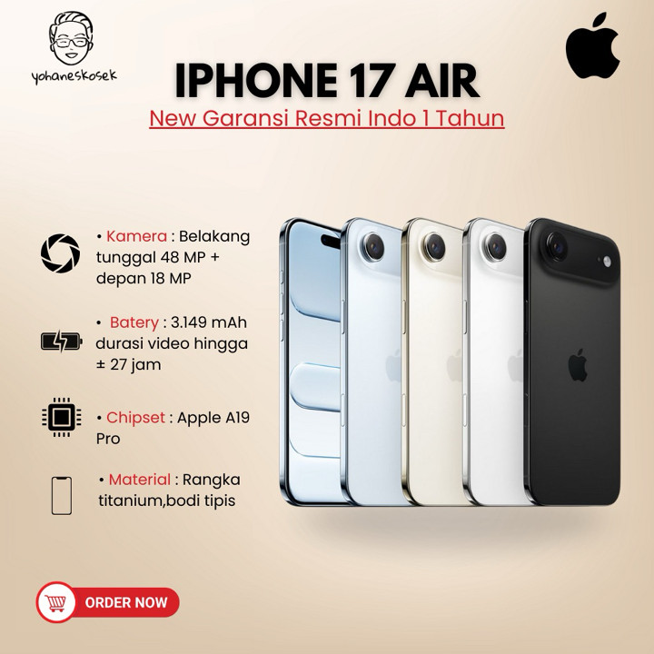 IPHONE 17 AIR NEW GARANSI RESMI INDONESIA 1 TAHUN