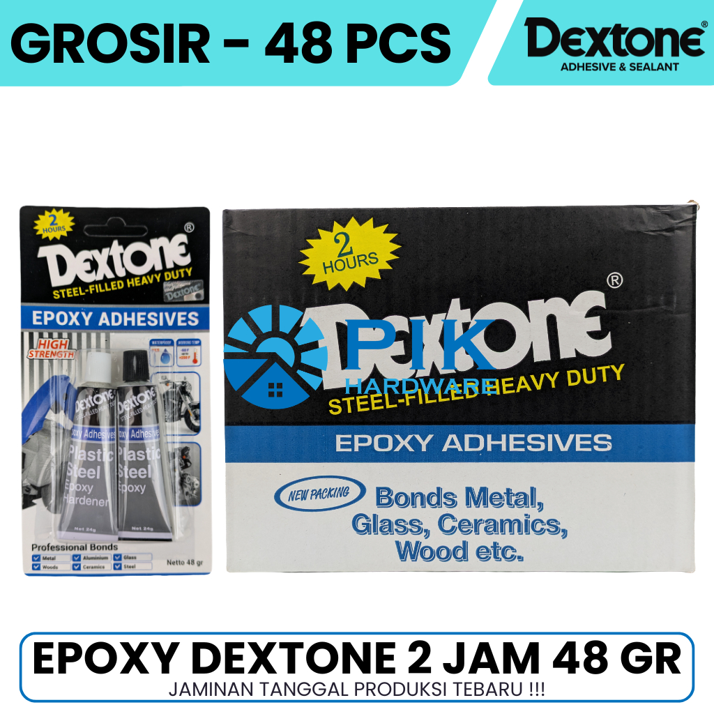 Jual 48 PCS - LEM EPOXY BESI 2 JAM DEXTONE 48gr - LEM CAMPUR HITAM ...
