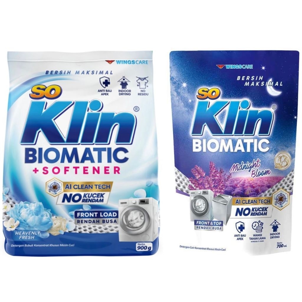 Jual So Klin Bio Matic + softener front load detergen khusus mesin cuci ...