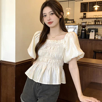 Yikoo Blouse Korea Multi Warna Blus Lengan Pendek Motif Bunga Atasan Wanita