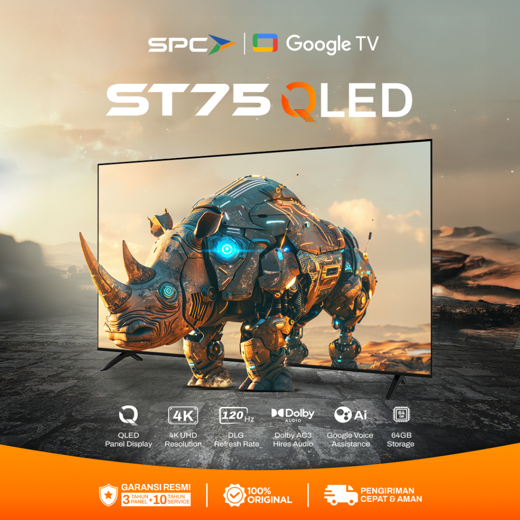 Jual SPC Google TV 75 inch - ST75 QLED Google TV 4K UHD | Dolby Audio ...
