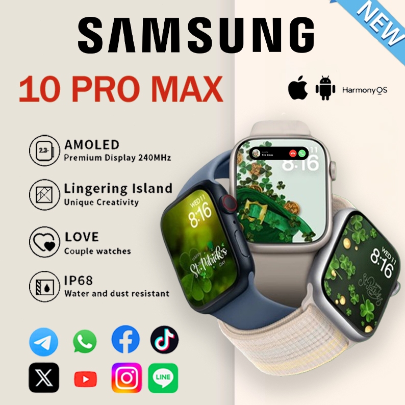 Smartwatch 10 Pro Max Waterproof Bluetooth Call Jam Wanita Pria Monitor Detak Ja