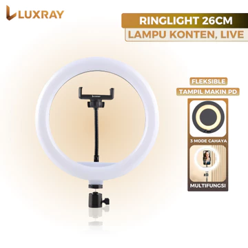 Paket Tripod 2 Meter Ring Light 26Cm Ring Light Tripod Konten Kreator MUA Live Vlog 3 Warna