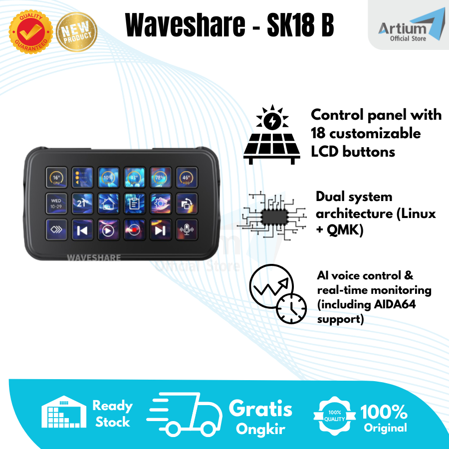 Jual Waveshare - SK18 B | Multi-Functional AI Voice Control Panel ...