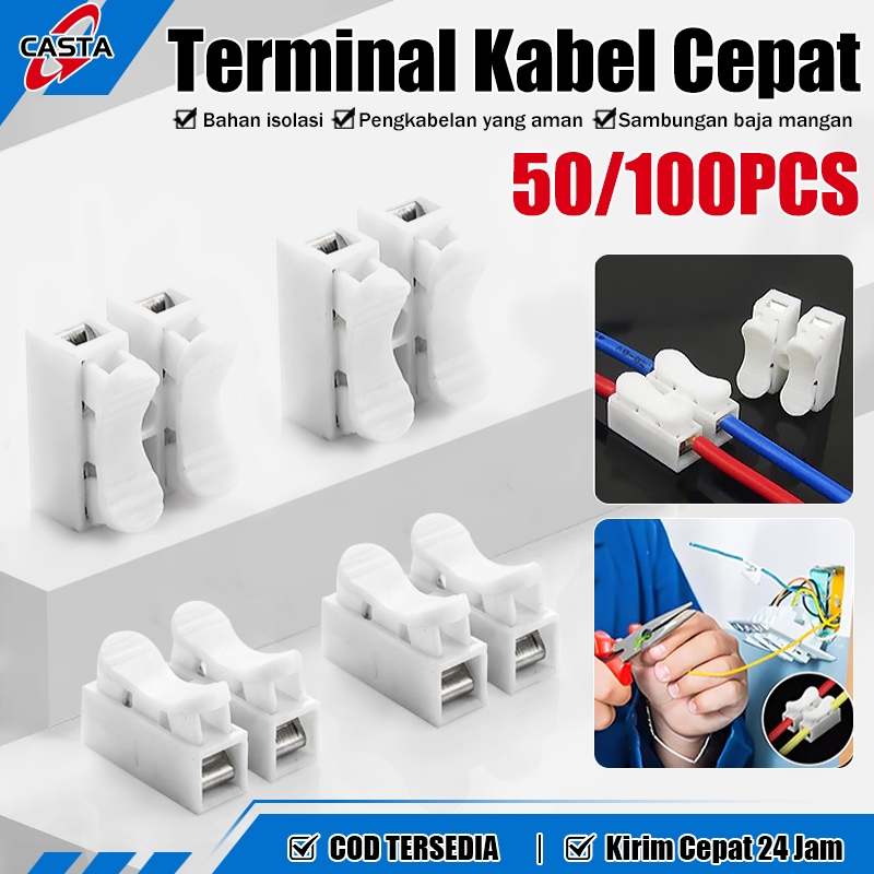 Jual CASTA 50/100PCS Konektor Sambungan Kabel Cepat CH-2 Quick Terminal ...