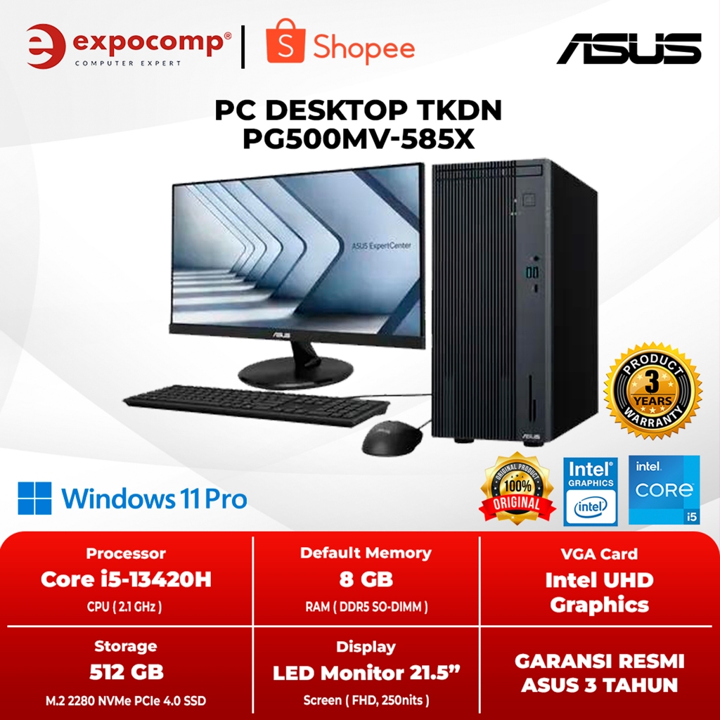 Jual ASUS PC DESKTOP TKDN PG500MV-585X GRAY INTEL CORE i5-13420H 8GB ...