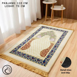 Sajadah Turki Premium Tebal Empuk Anti Slip Motif Islami Nyaman Dipakai Desain Mewah 70 x 110 cm