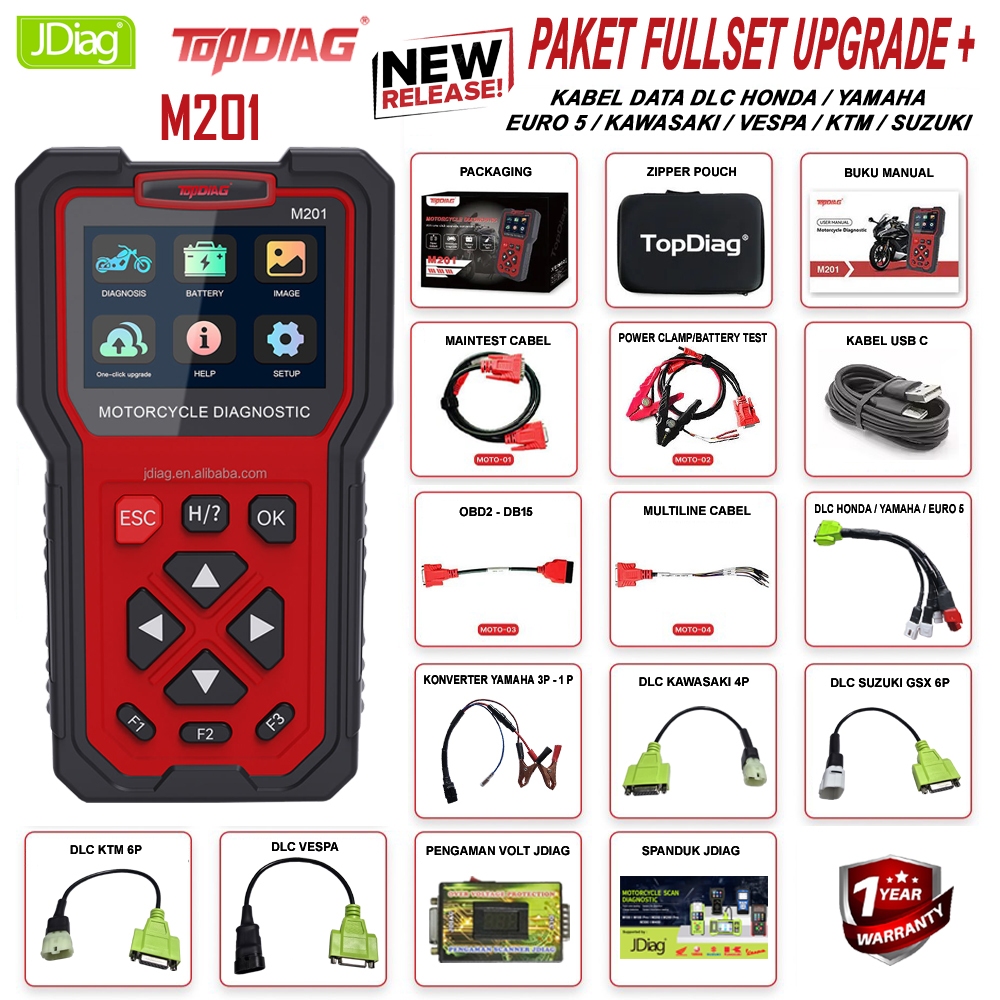Jual NEW RELEASE 2026 JDIAG TOPDiag M201 Motor Scanner ORIGINAL ...