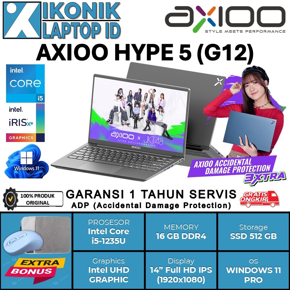 Jual Laptop Axioo Mybook Hype 5 Intel Core i5 Gen 12 1235U 16GB 512GB ...