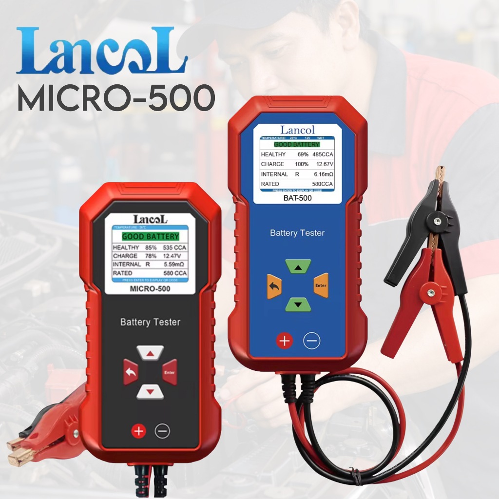 Testeur De Batterie De Voiture Lancol MICRO 500 - Analyseur Numérique Précis 12V 40-3000 CCA Pour Batteries Plomb-Acide & Lithium