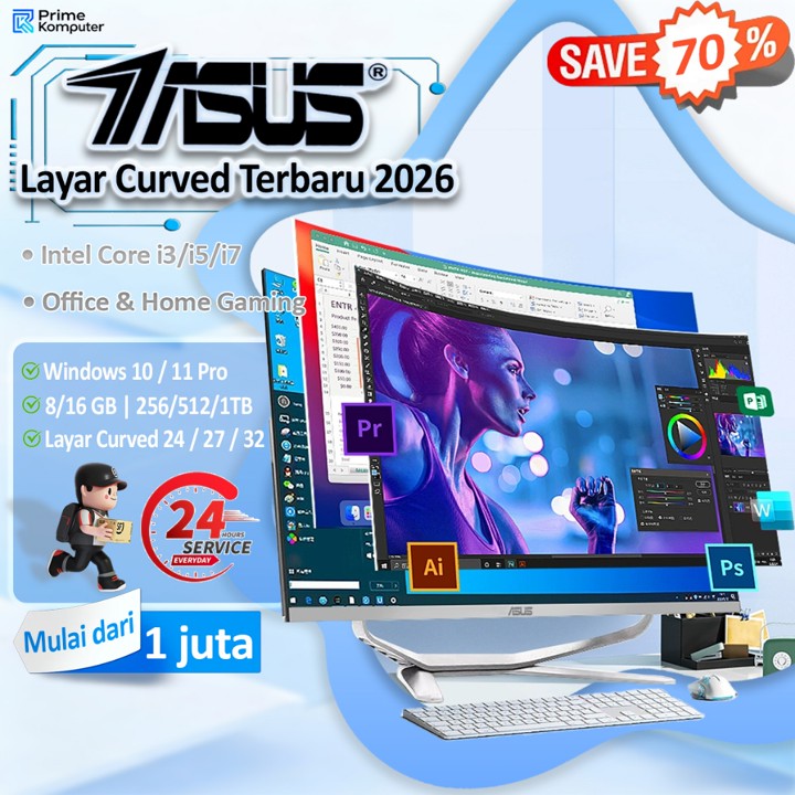 ASUS Curved All in one PC Terbaru tahun 2026 Komputer gaming Baru Core Intel i3/